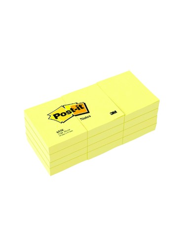 Lot de 12 blocs repositionnables de 100 feuilles 38 x 51 mm jaune