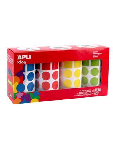 Apli - Gomets géométriques assortis Parcheesi - 20 mm - Adhésif permanent - 8260 Gomets - 59 feuilles pré-percées - 35 Gomets pa