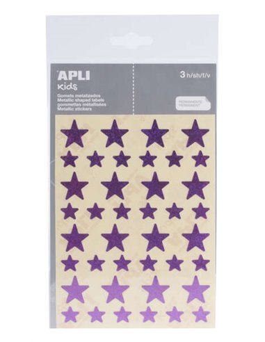 Apli - Gomets Étoiles Holographiques - Taille 12,5 mm et 19,5 mm - Adhésif Permanent - 120 Unités par Sachet - Développement des