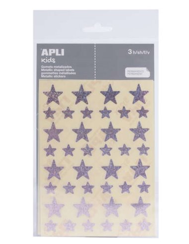 Apli - Holographic Star Gomets - Taille 12,5 mm et 19,5 mm - Adhésif permanent - 120 Gomets par sac - Développement des compéten