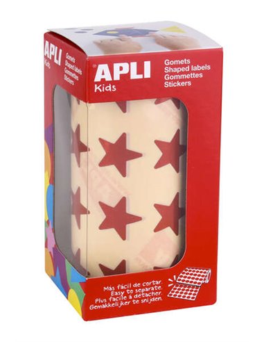 Apli - Star Gomets 19,5 mm - 1416 unités par rouleau - Adhésif permanent - Idéal pour les activités des enfants