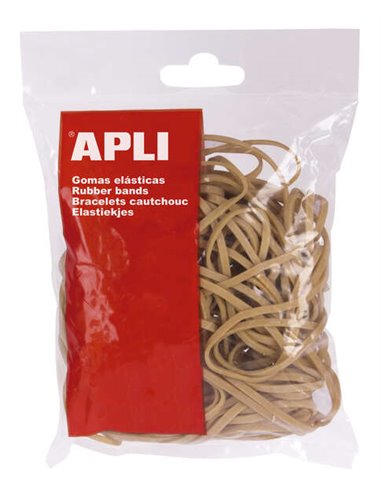 Apli - Bandes Élastiques Ø 80 x 5mm - Grande Élasticité et Résistance - Contenu 100g - 70% Caoutchouc Naturel