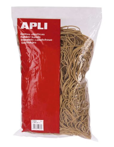 Apli - Bandes Élastiques Ø 60 x 2mm - Contenu 1kg - Grande Élasticité et Résistance - 70% Caoutchouc Naturel