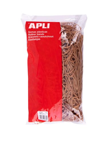 Apli - Bandes Élastiques Ø 140 x 2mm - Contenu 1kg - Grande Élasticité et Résistance - 70% Caoutchouc Naturel