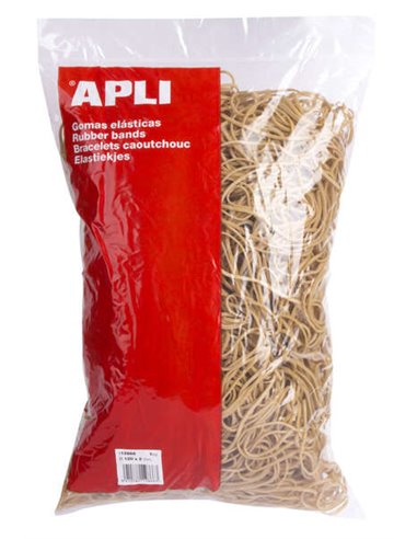 Apli - Bandes Élastiques Ø 120 x 2mm - Contenu 1kg - Grande Élasticité et Résistance - 70% Caoutchouc Naturel