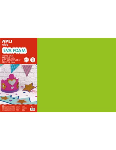 Apli - Caoutchouc Eva Vert Clair 600x400 - 5 Feuilles Larges et Flexibles - Idéal pour l'Artisanat et la Décoration