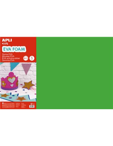 Apli - Caoutchouc Eva Vert 600x400 - 5 Feuilles de Haute Qualité et Faciles à Découper