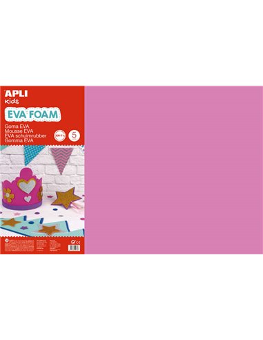 Apli - Caoutchouc Eva Rose 600x400 - 5 Feuilles de Mousse Souple et Flexible