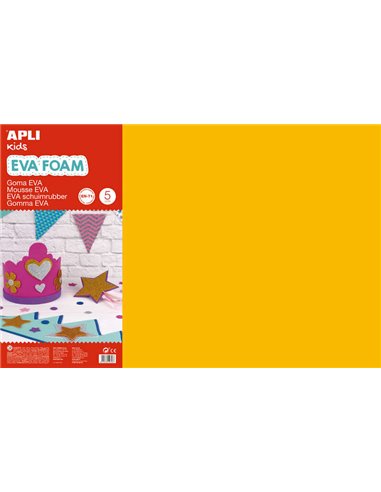 Apli - Caoutchouc Eva Orange 600x400 - 5 Feuilles Grandes et Flexibles - Idéal pour l'Artisanat et la Décoration