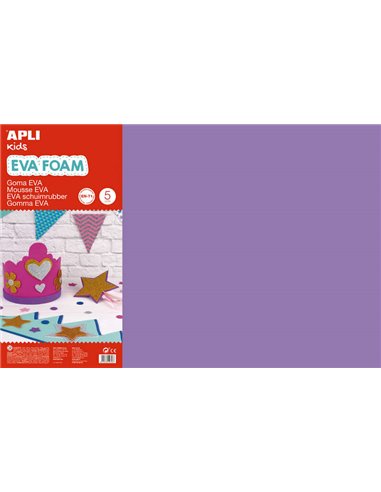 Apli - Caoutchouc Eva Lilas 600x400 - 5 Feuilles de Mousse Souple et Flexible