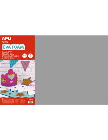 Apli - Caoutchouc Eva Gris 600x400 - 5 Feuilles de Haute Qualité et Faciles à Découper