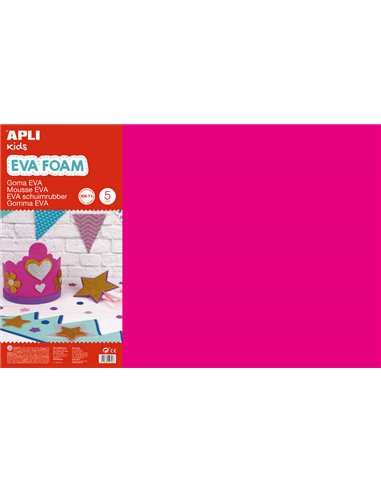 Apli - Caoutchouc Eva Fuchsia 600x400 - 5 Feuilles Larges et Souples