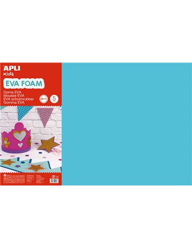 Apli - Caoutchouc Eva Bleu Clair 600x400 - 5 Feuilles de Taille Standard - Idéal pour l'Artisanat et la Décoration