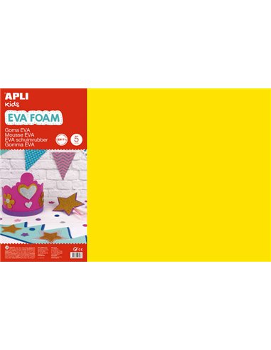 Apli - Caoutchouc Eva Jaune 600x400 - 5 Feuilles Larges et Souples