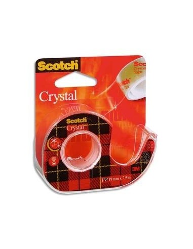 SCOTCH Ruban Crystal transparent 19mm x 7,5m sur dévidoir