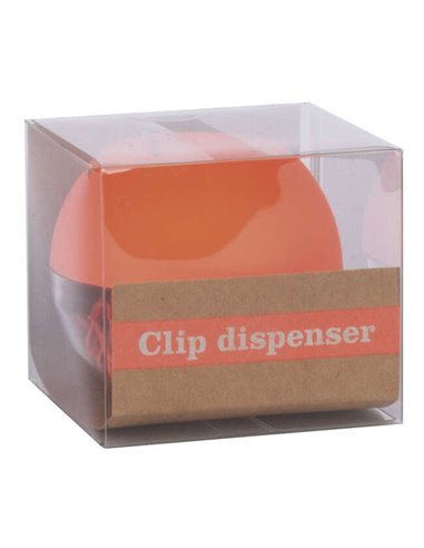 Apli - Distributeur de Clips Fluor Collection - Ø 70x60 mm - Couvercle Magnétique "Soft Touch" Orange - Comprend 50 Clips Jaune 