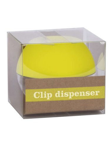 Apli - Distributeur de Clips Fluor Collection - Ø 70x60 mm - Couvercle Magnétique "Soft Touch" - Comprend 50 Clips Jaune Fluo 28