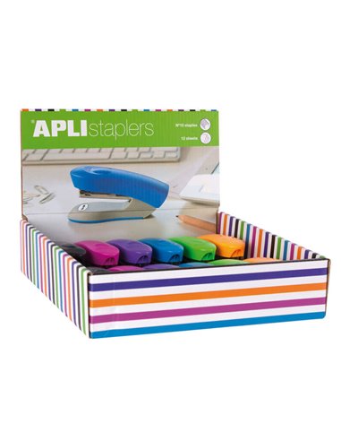 Apli - Présentoir agrafeuse Home - Taille 92 mm - Compatible avec les agrafes n°10 - 12 unités en couleurs assorties