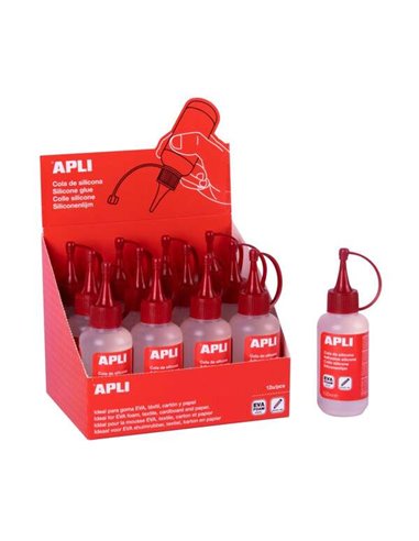 Apli - Présentoir de 12 Colles Silicone 100 ml - Sans Méthanol - Non Instantanée