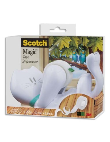 SCOTCH Dévidoir forme Chat avec rouleau adhésif Magic 19mmx7,5m