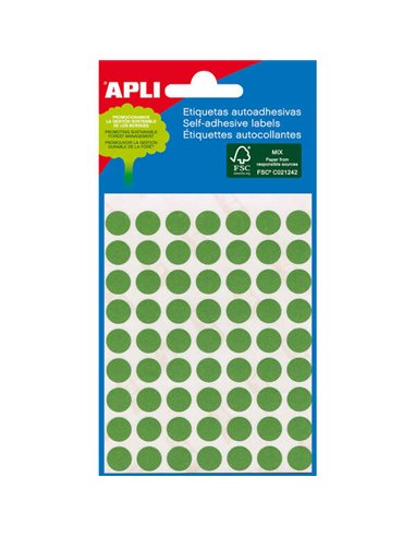 Apli - Étiquettes Mini Sachet Vertes Ø 8,0mm 3 Feuilles