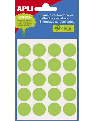 Apli - Étiquettes Mini Sachet Vertes Ø 19,0mm 5 Feuilles