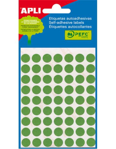 Apli - Étiquettes Mini Sachet Vertes Ø 10,0mm 5 Feuilles