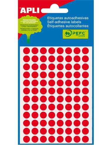 Apli - Étiquettes Mini Sachet Rouge Fluorescent Ø 8.0mm 3 Feuilles