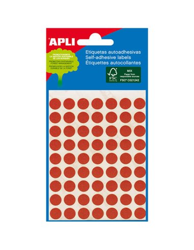 Apli - Étiquettes Mini Sachet Rouge Ø 8,0mm 3 Feuilles