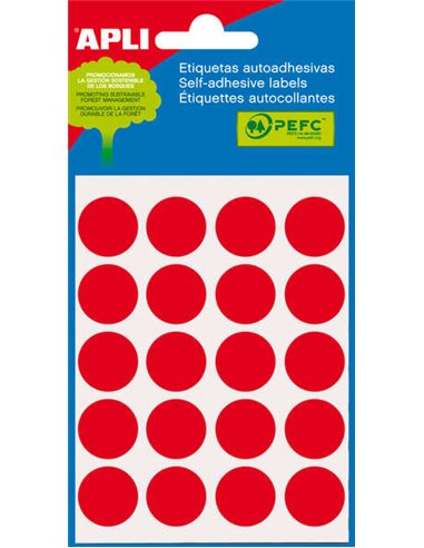 Apli - Étiquettes pour mini sacs rouges Ø 19,0 mm 5 feuilles