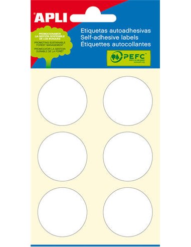 Apli - Étiquettes blanches pour mini sacs Ø 32,0 mm 6 feuilles