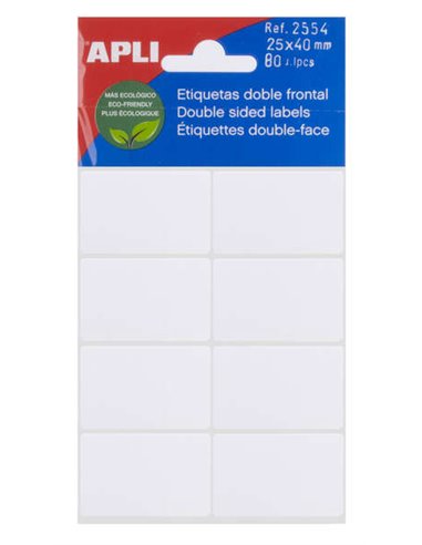 Apli - Étiquettes double face blanches 25,0 x 40,0 mm