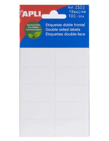 Apli - Étiquettes double face blanches 19,0 x 40,0 mm