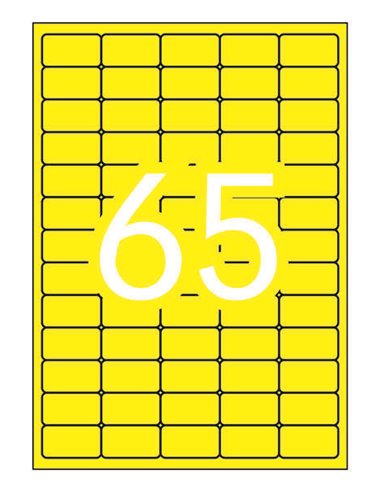 Apli - Étiquettes jaunes fluorescentes permanentes 38,1 x 21,2 mm 20 feuilles