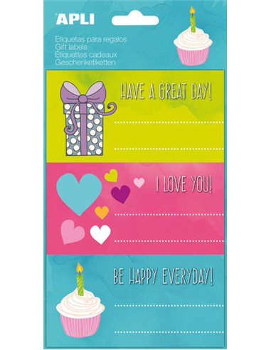 Apli - Étiquettes adhésives Great Day - Taille 76x39 mm - 9 étiquettes par sachet - Adhésif permanent de haute qualité - Idéal p