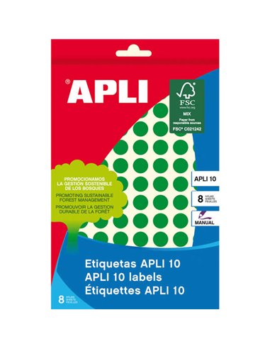 Apli - Etiquettes 10 Vert Ø 10mm 8 Feuilles