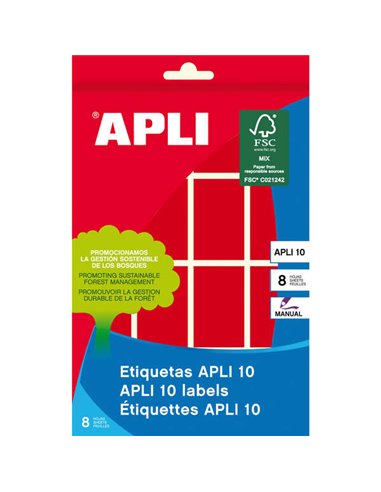 Apli - 10 Etiquettes Rouges 25 x 40mm 8 Feuilles