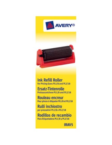 Boîte de 5 rouleaux encreur noir pour pince à étiqueter Avery "PL1/8" et "PL2/18" IRAV5