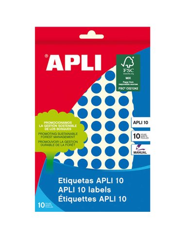 Apli - Etiquettes 10 Bleu Ø 10mm 8 Feuilles