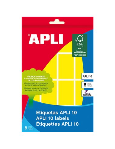 Apli - 10 Étiquettes Jaunes 25 x 40 mm 8 Feuilles