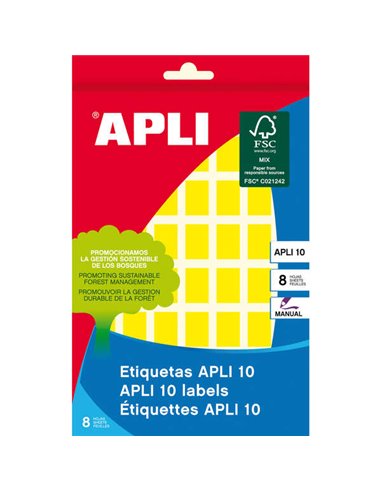 Apli - 10 Étiquettes Jaunes 12 x 18 mm 8 Feuilles