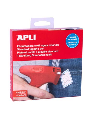 Apli - Machine d'étiquetage textile standard - Comprend un capuchon de protection et une dragonne - Compatible avec les aiguille