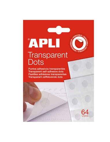 Apli - Dot Adhésif Amovible Dots 64 U - Adhésif Amovible - Facile à Utiliser - Idéal pour l'Artisanat et le Bureau - Blanc