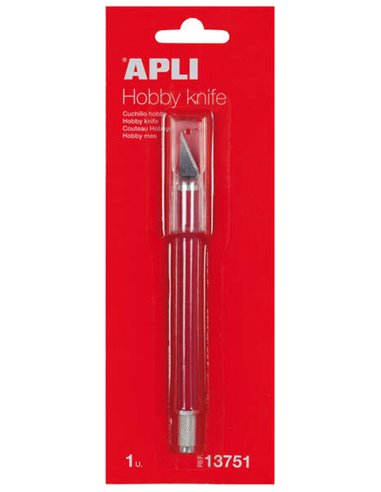 Apli - Couteau de précision - Longueur de la lame 3 cm - Lame en acier inoxydable - Manche caoutchouté - Comprend une lame de re