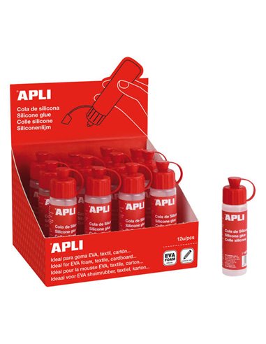 Apli - Colle Silicone 25ml - Séchage Rapide - Résistante à l'Eau - Transparente