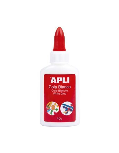 Apli - Colle Blanche Liquide 40 g - Embout Applicateur - Sans Solvant et Non Toxique - Convient à un Usage Scolaire