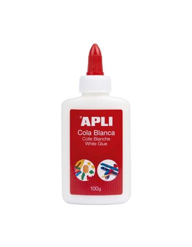 Apli - Colle Blanche Liquide 100 g - Embout applicateur - Sans solvant et non toxique - Convient à un usage scolaire