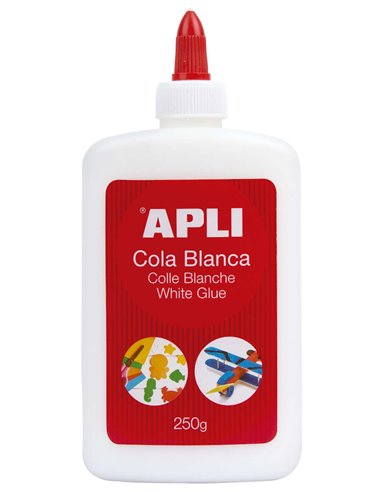 Apli - Colle Blanche - 250g - Séchage Rapide - Résistante à l'Eau - Idéale pour l'Artisanat et le Travail Scolaire - Blanc