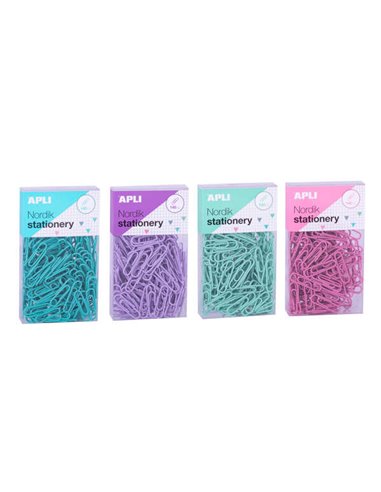 Apli - Nordik Pastel Clips - 28mm - 140 Clips par Boîte - 12 Boîtes (3 Couleurs) - Eurohole pour CoLG -ar - Rose, Lilas, Bleu et