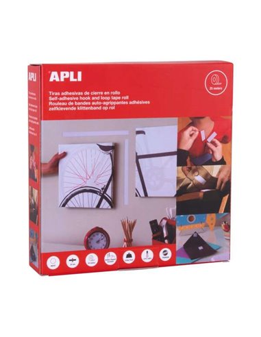 Apli - Bande Velcro 20 mm x 25 m - Extra Forte - Résistance jusqu'à 10Kg - Couleur Blanc